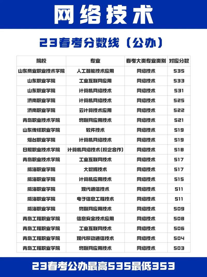 山东春考网络技术类公办专科录取